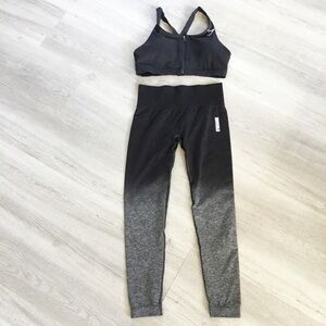 Gymshark Black Leggings & Sports Bra Size Small and M Seamless Ombre